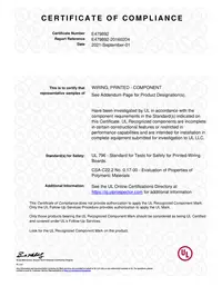 UL component certification for printed wiring boards, file E479892 — supplier-held, full copy under NDA