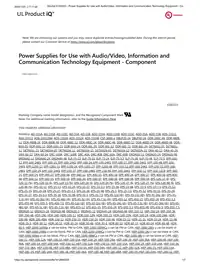 UL component certification for switching power supplies, file E183223 — supplier-held, full copy under NDA